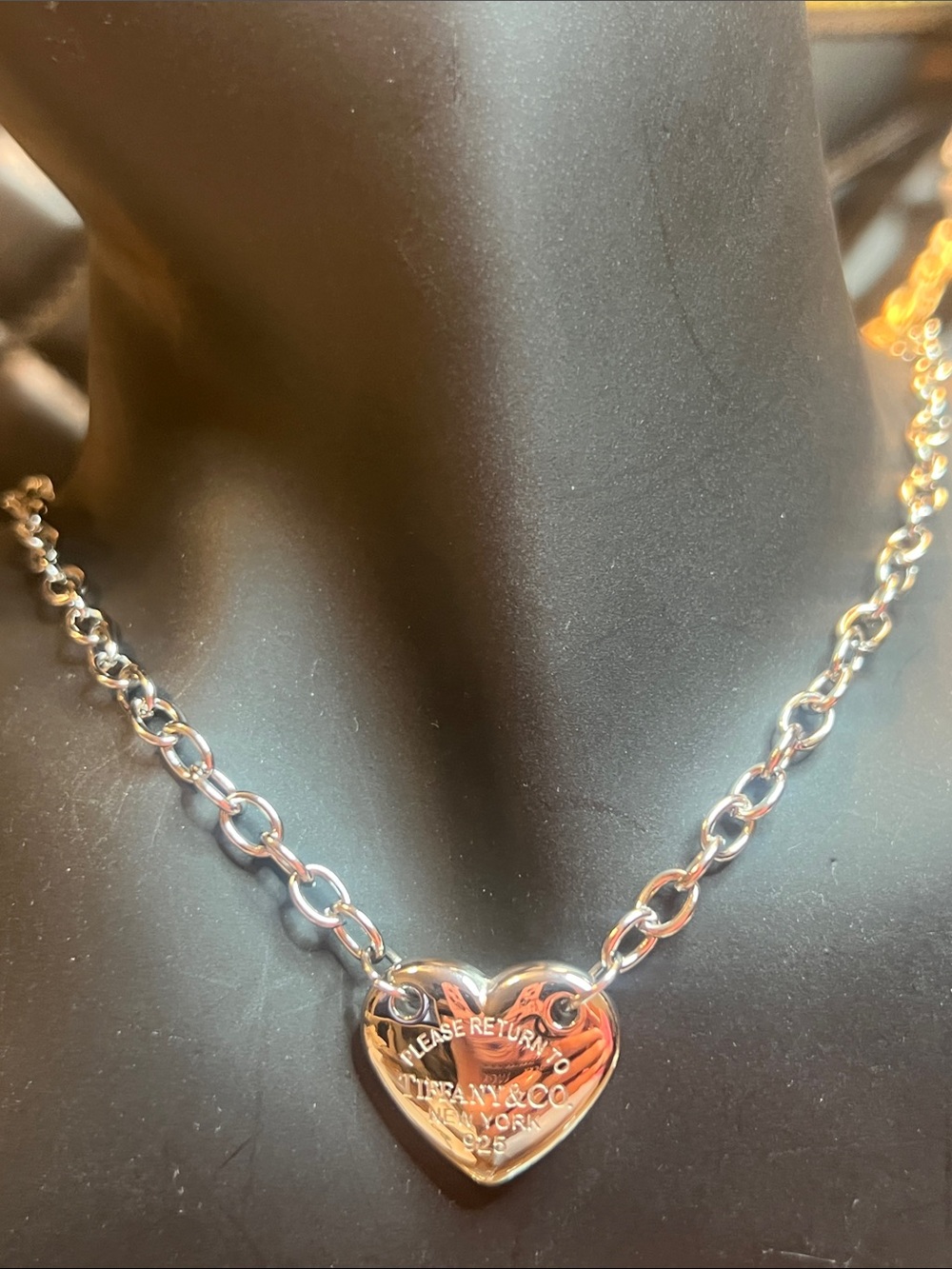 Heart Tag Necklace - Silver Tone